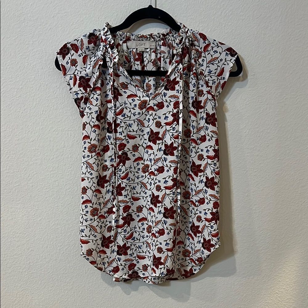 LOFT Floral Print Women's Top - Red and White